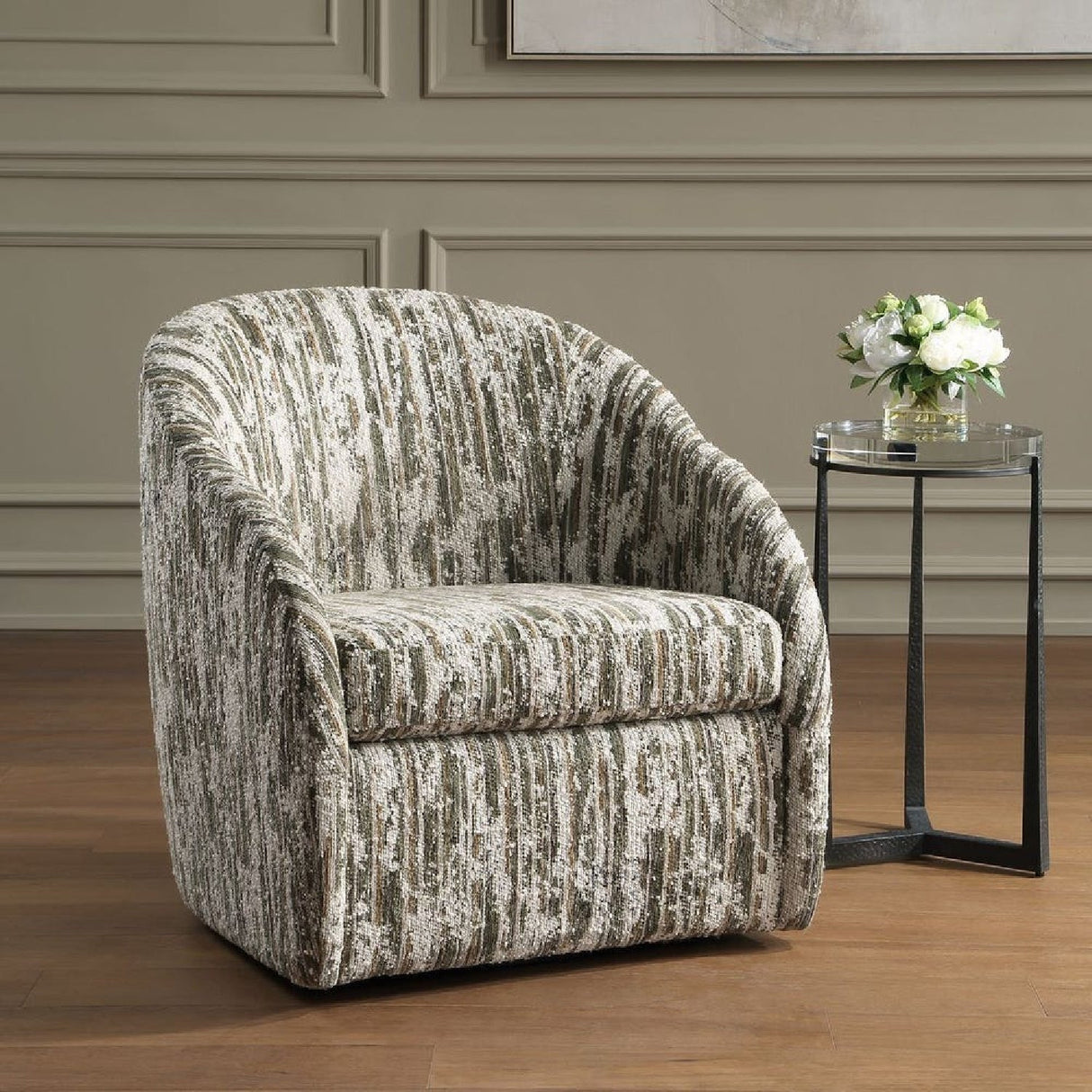 Slubbed Boucle Swivel Chair by Uttermost Mari, alternate view 9
