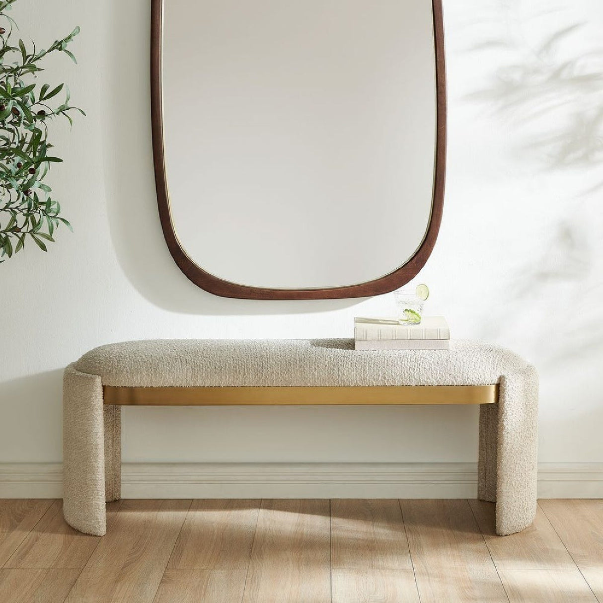 White Boucle Bench by Uttermost Serena, alternate view 2