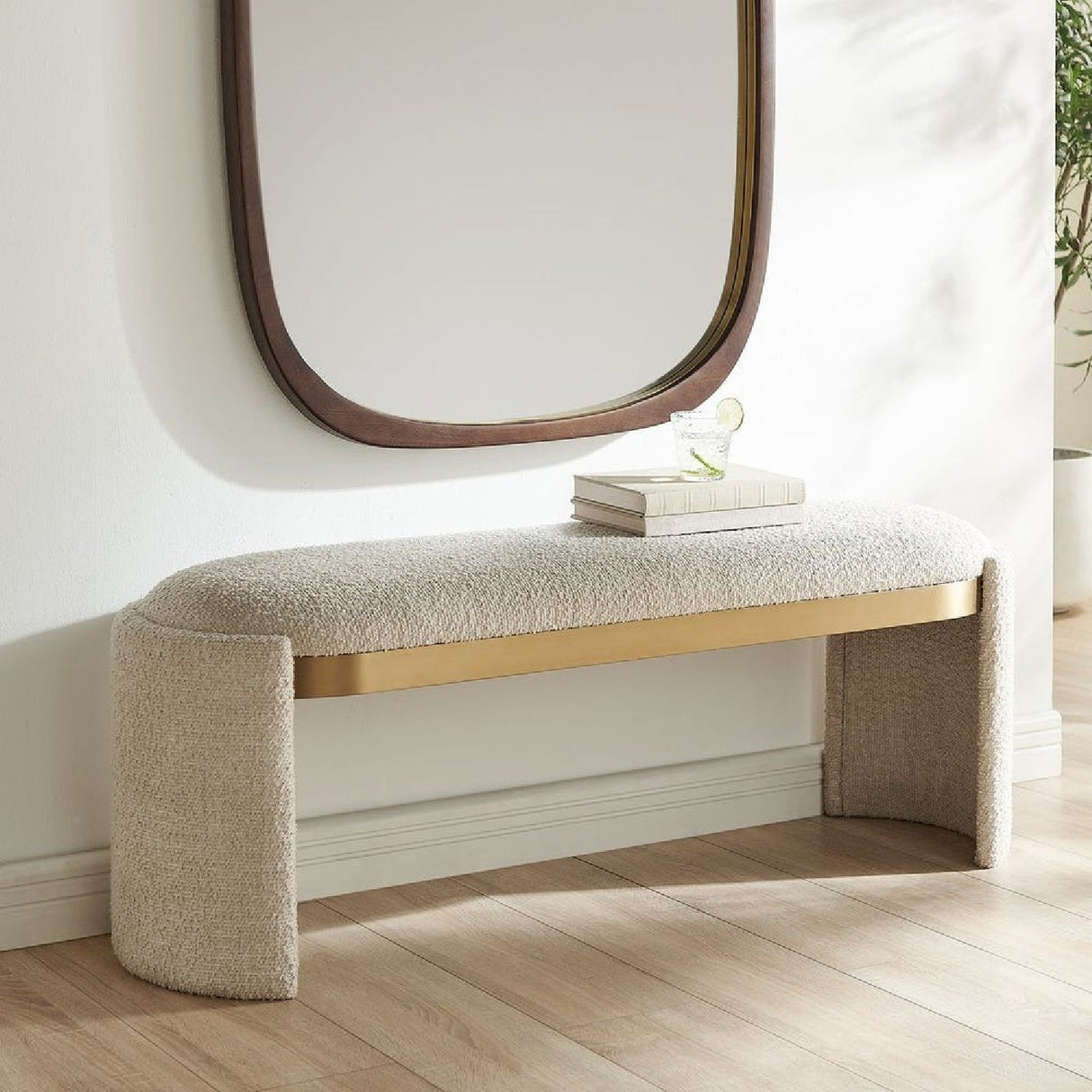 White Boucle Bench by Uttermost Serena, alternate view 7