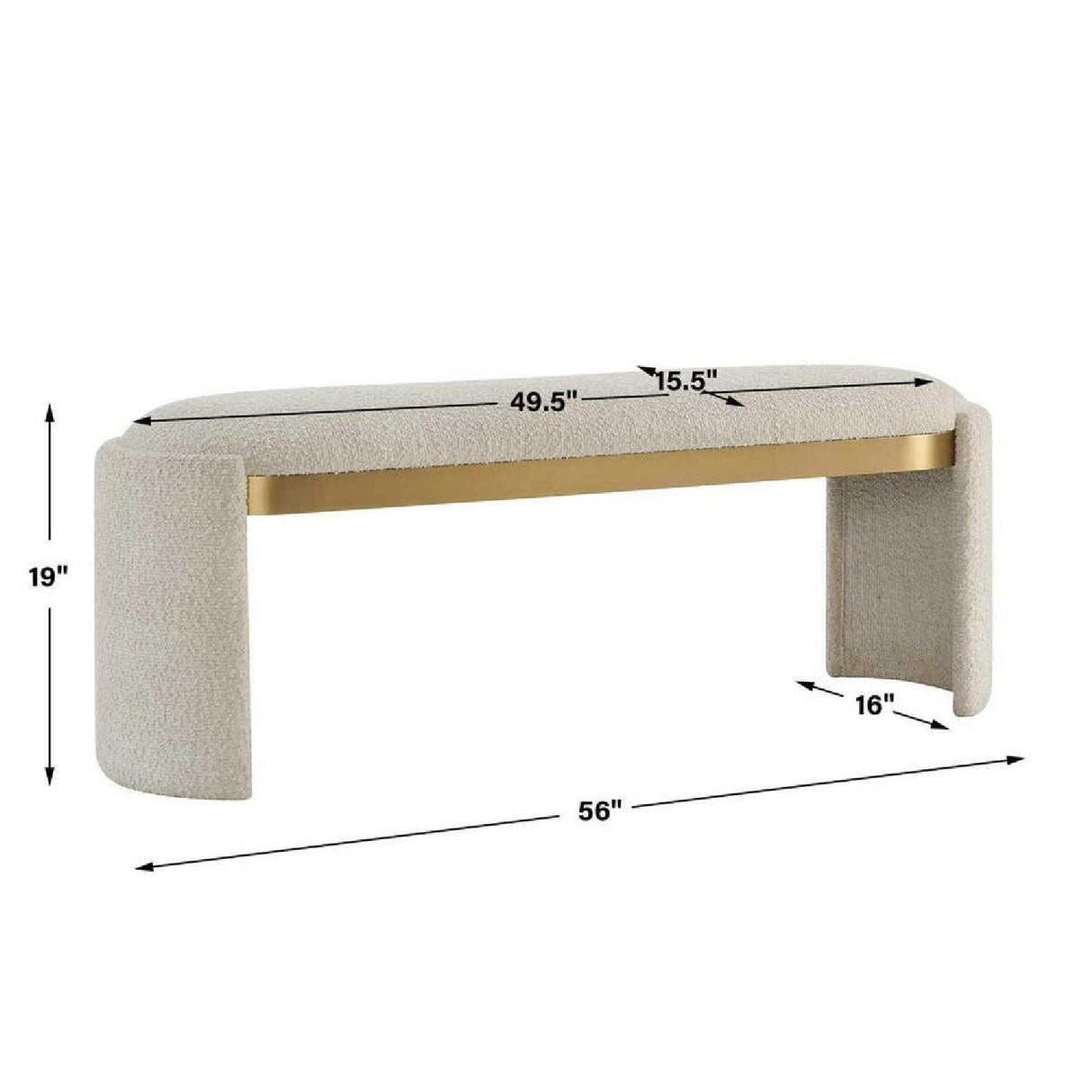 White Boucle Bench by Uttermost Serena, alternate view 6