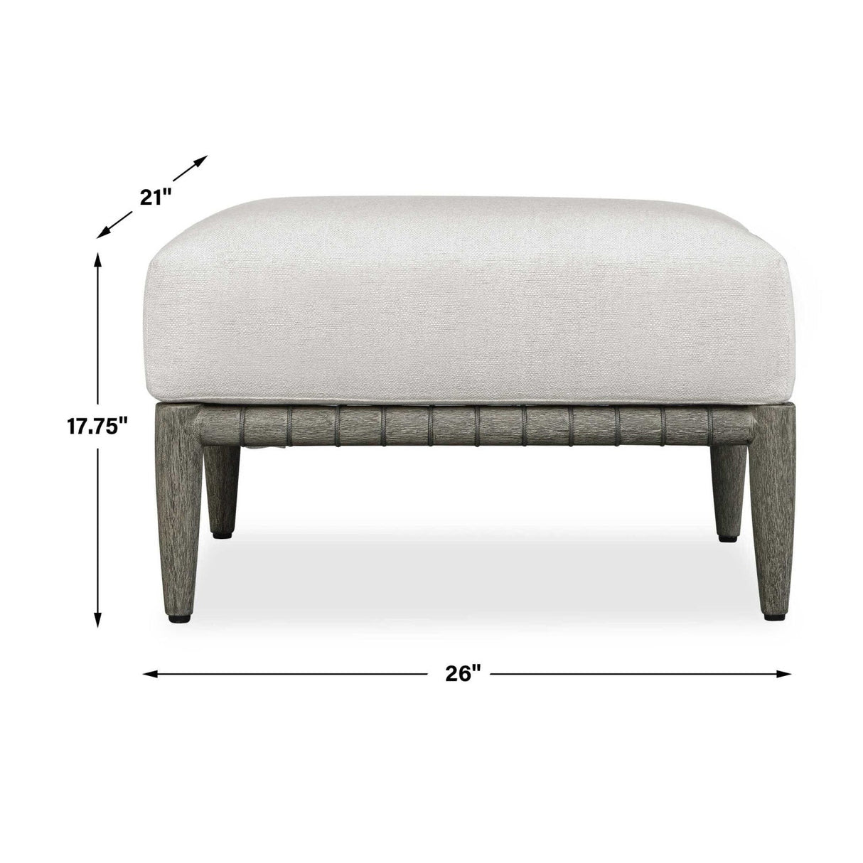 White Cushioned Outdoor Ottoman by Uttermost Borneo, alternate view 13