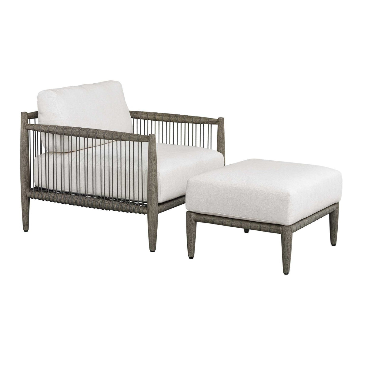 White Cushioned Outdoor Ottoman by Uttermost Borneo, alternate view 7