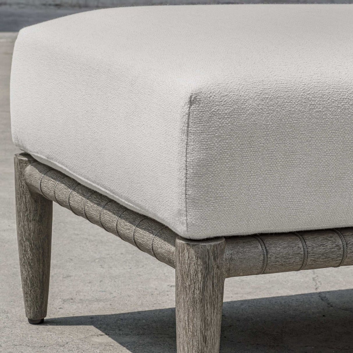 White Cushioned Outdoor Ottoman by Uttermost Borneo, alternate view 9