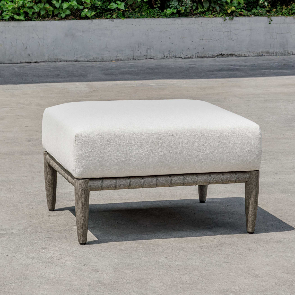 White Cushioned Outdoor Ottoman | Oroa.com