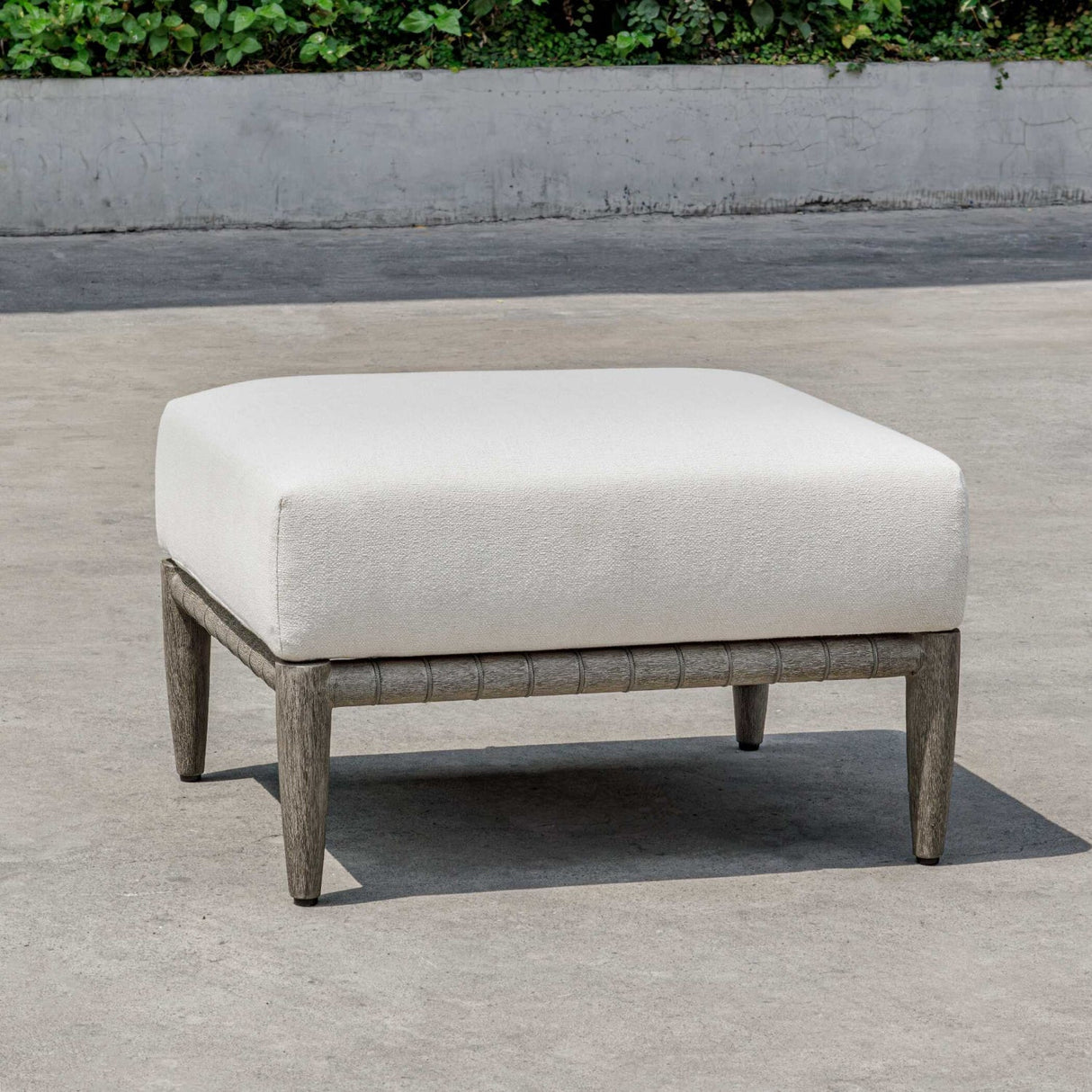White Cushioned Outdoor Ottoman by Uttermost Borneo, alternate view 10