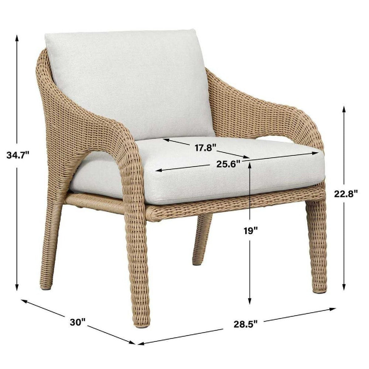 Natural Wicker Outdoor Lounge Chair by Uttermost Kavali, alternate view 12
