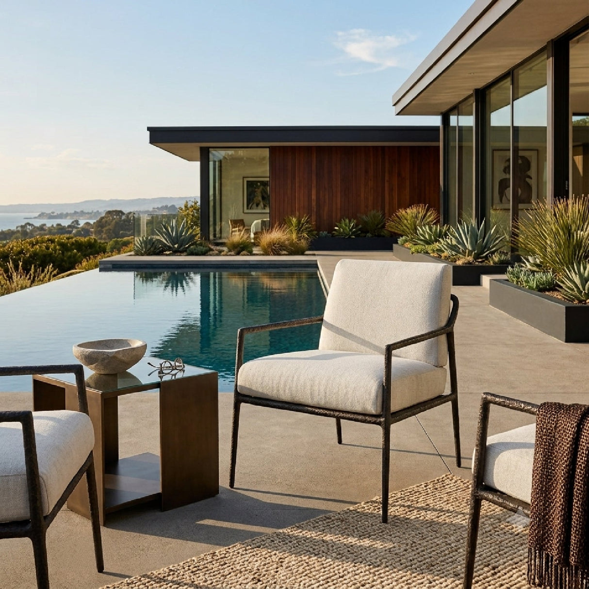 Modern European furniture - White Cushioned Outdoor Lounge Chair - www.oroa.com