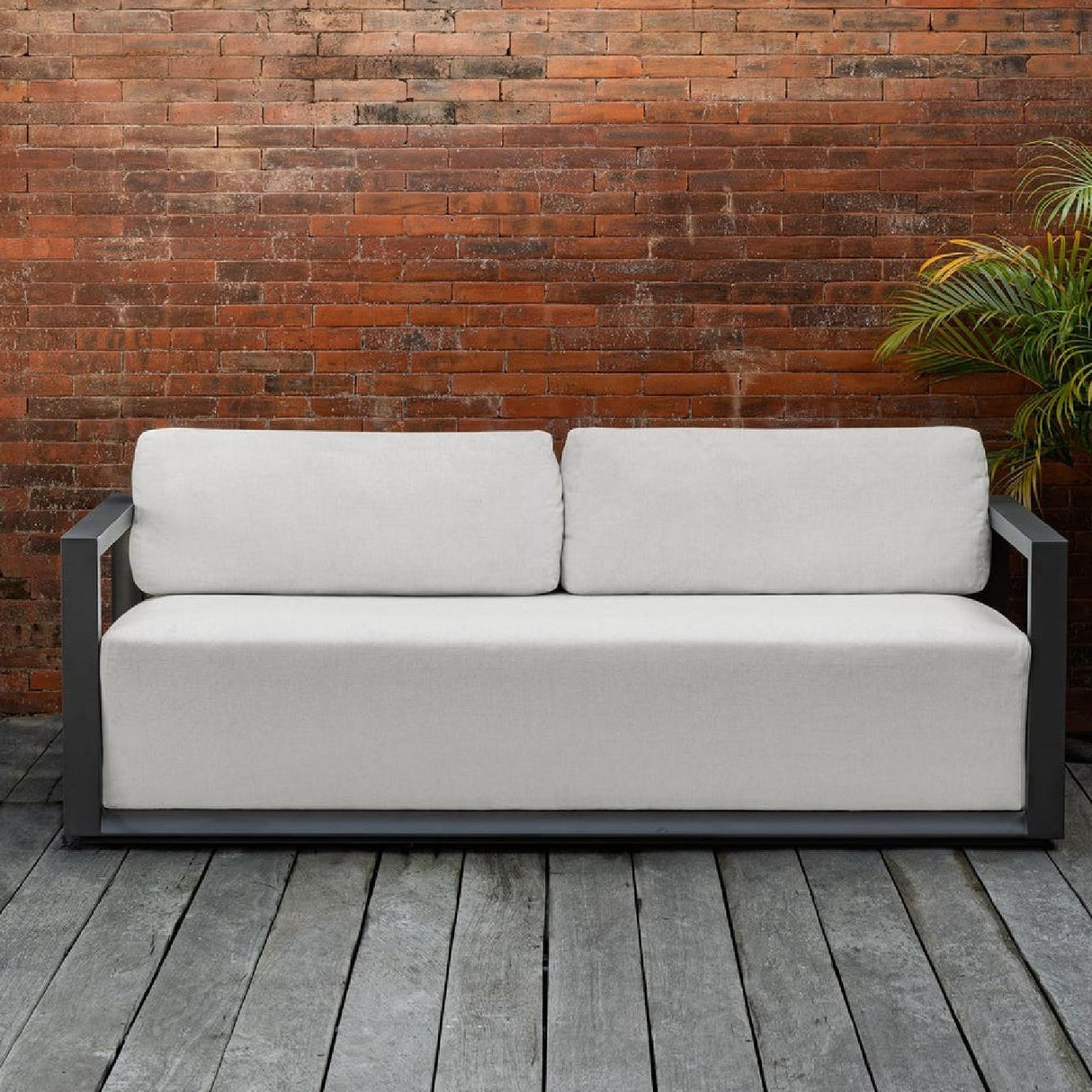Modern European furniture - White Cushioned 3-Seater Outdoor Sofa - www.oroa.com