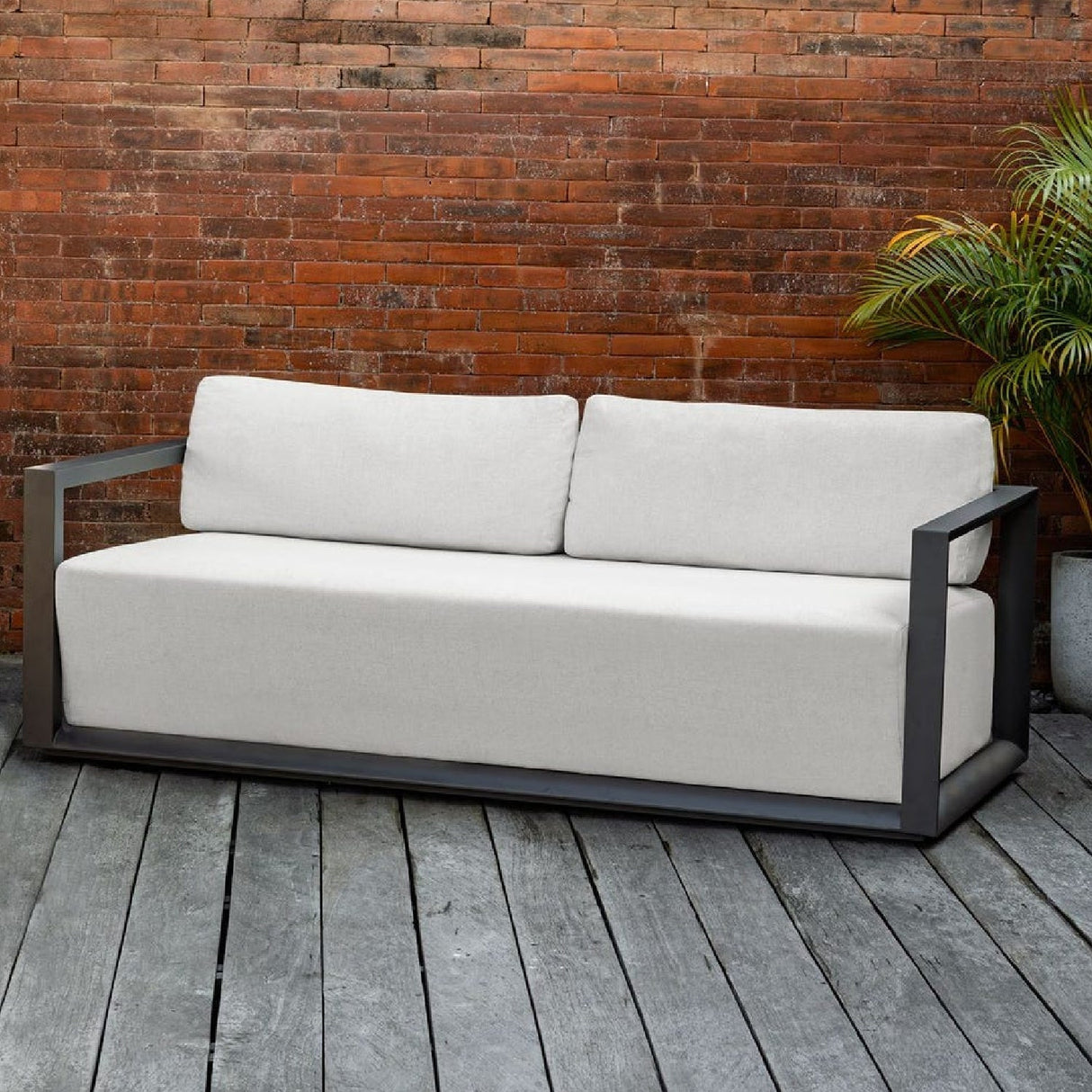 Modern European furniture - White Cushioned 3-Seater Outdoor Sofa - www.oroa.com