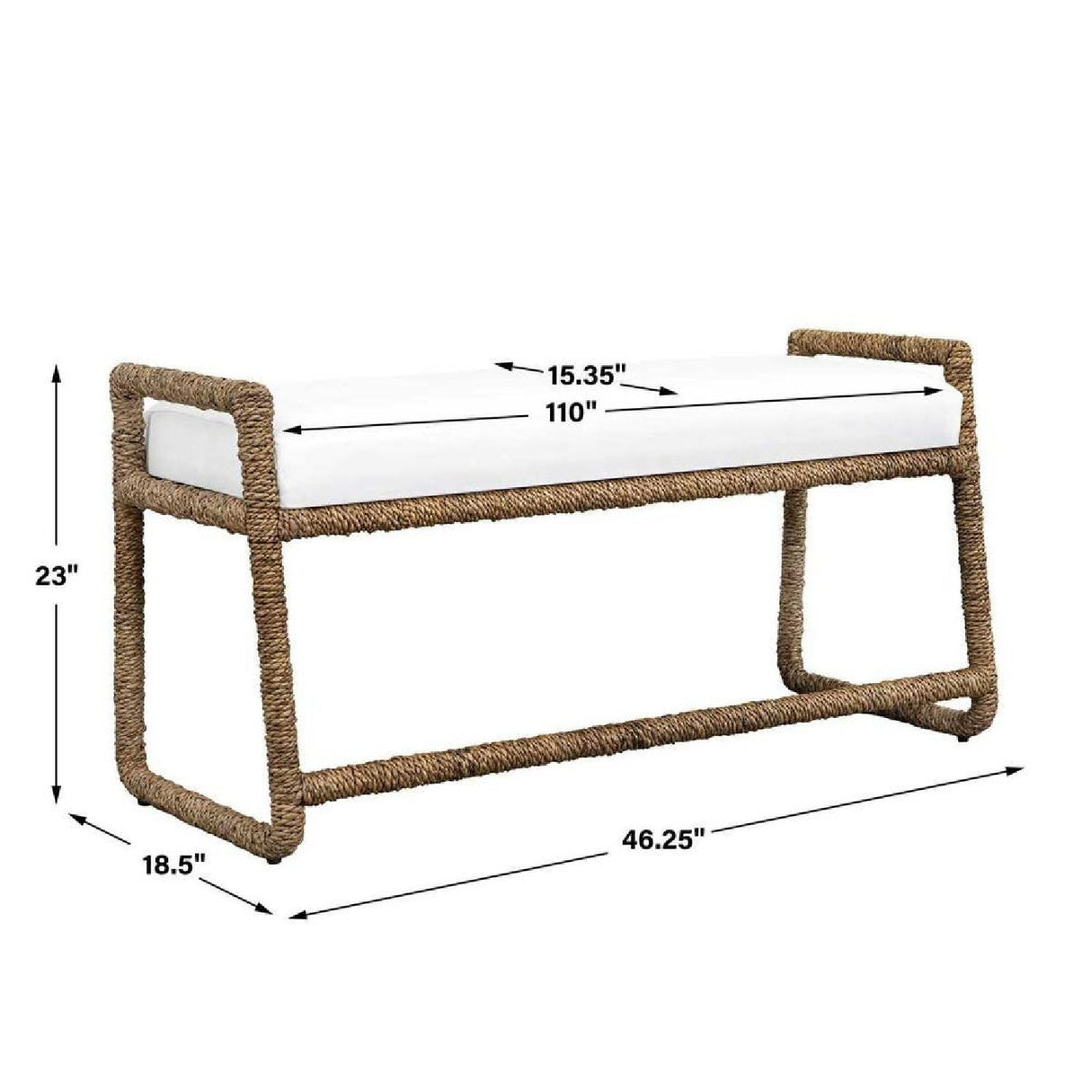 Banana Fiber Wrapped Bench by Uttermost Araiza, alternate view 7
