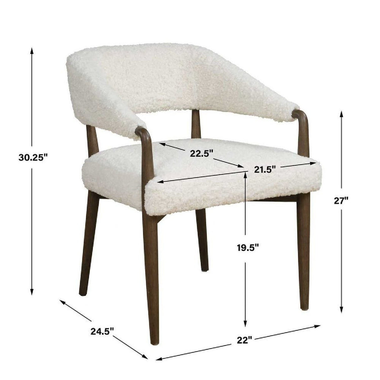 Cream Shearling Dining Chair by Uttermost Austell, alternate view 9