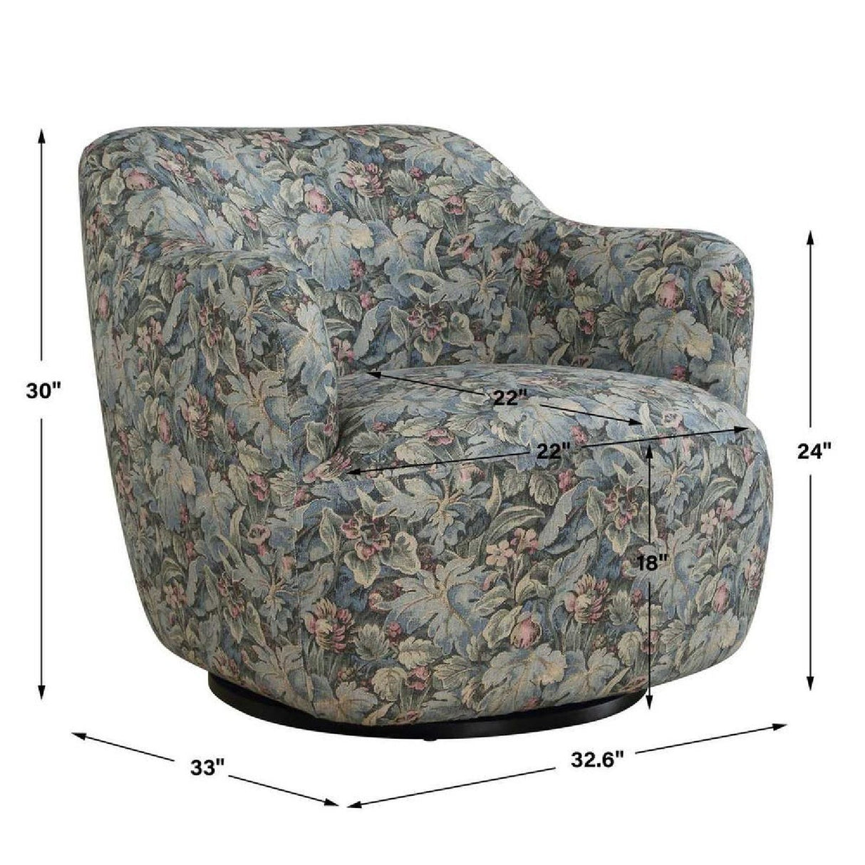 Floral Print Swivel Chair by Uttermost Ansel, alternate view 11