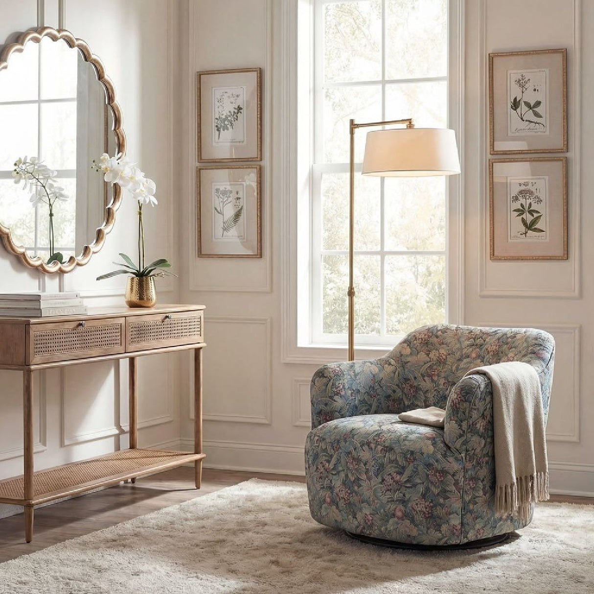 Floral Print Swivel Chair by Uttermost Ansel, alternate view 2