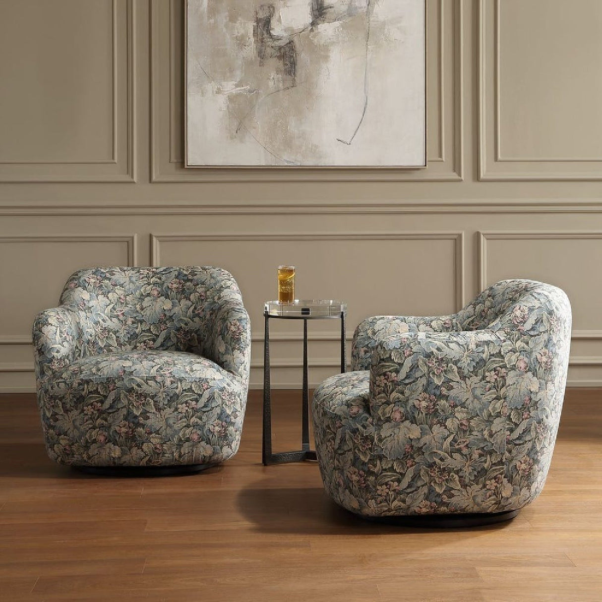 Floral Print Swivel Chair by Uttermost Ansel, alternate view 9