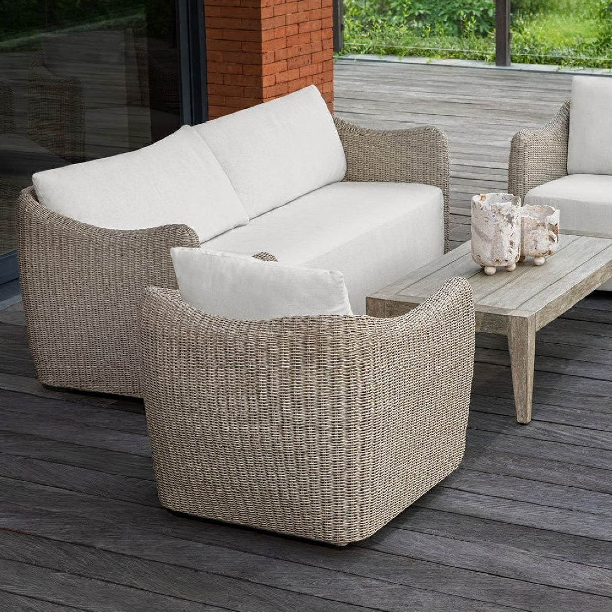 Beige Outdoor Swivel Lounge Chair by Uttermost Sunset, alternate view 10