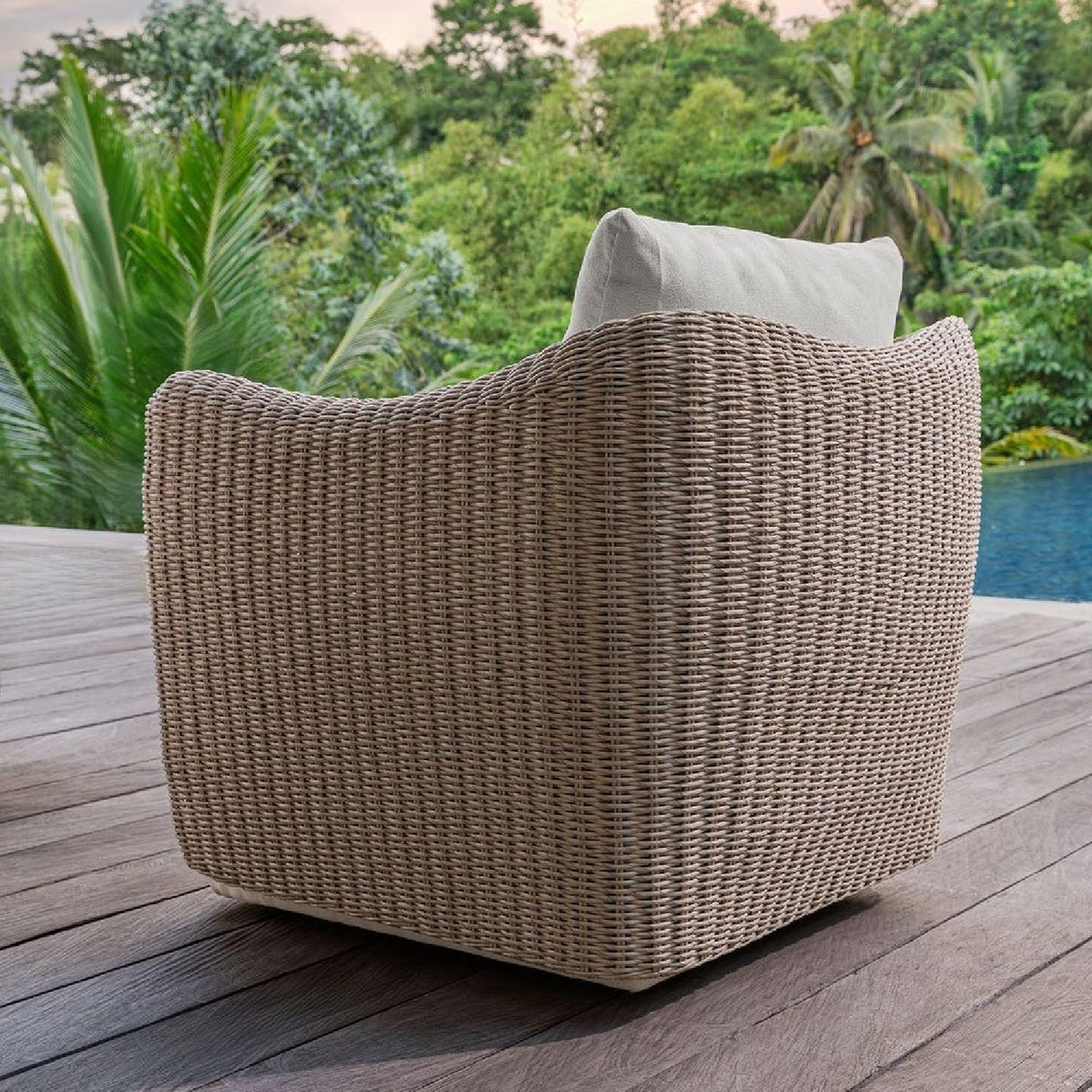 Beige Outdoor Swivel Lounge Chair by Uttermost Sunset, alternate view 8