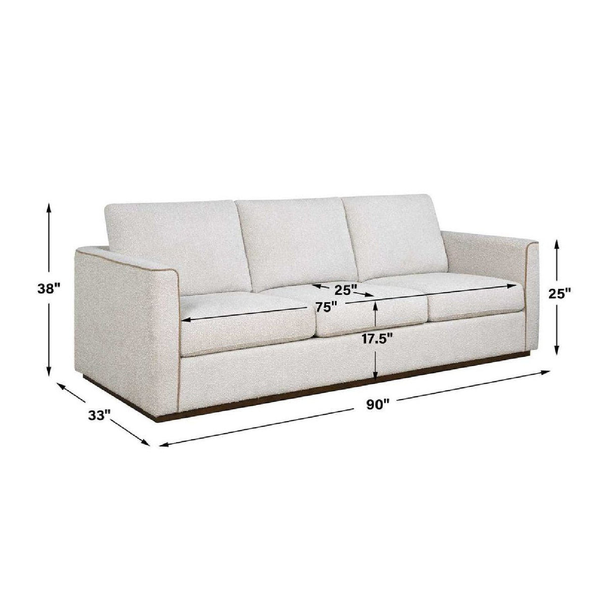 Cream Boucle Piped Sofa by Uttermost Lorien, alternate view 7