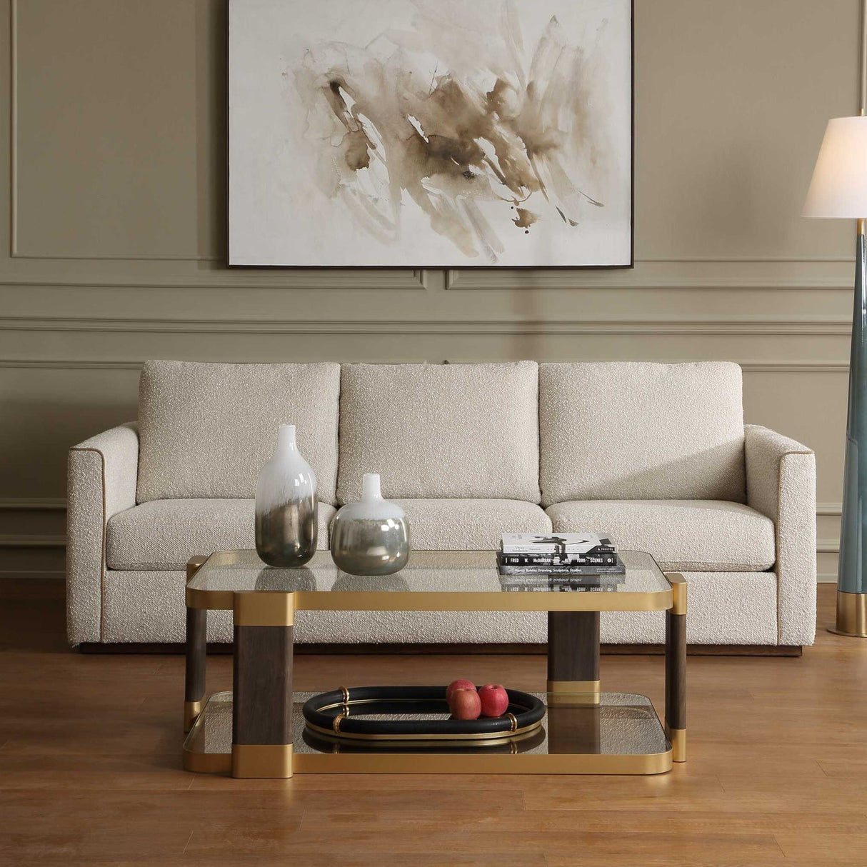 Cream Boucle Piped Sofa by Uttermost Lorien, alternate view 10
