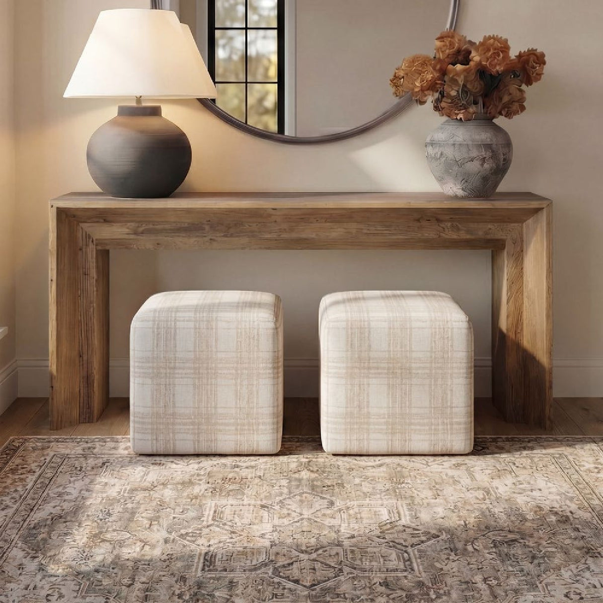 Chenille Cube Ottoman | Oroa.com