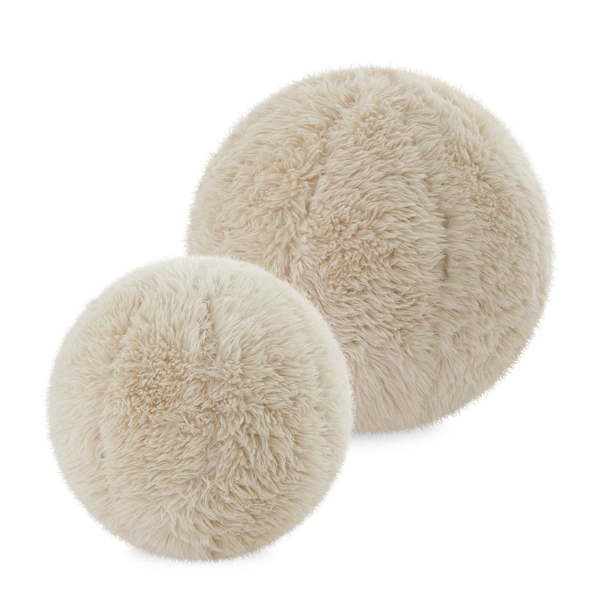 Modern European furniture - Cream Sheepskin-Look Ball Pillows (2) - www.oroa.com