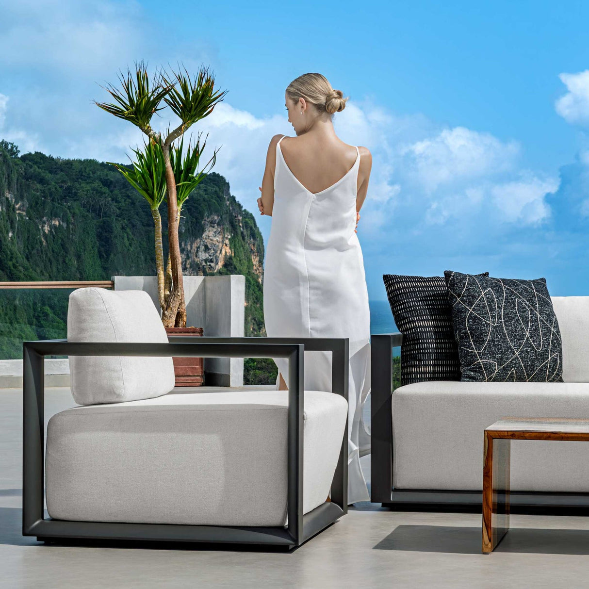 Modern European furniture - Dark-Toned Stripes Outdoor Pillow - www.oroa.com