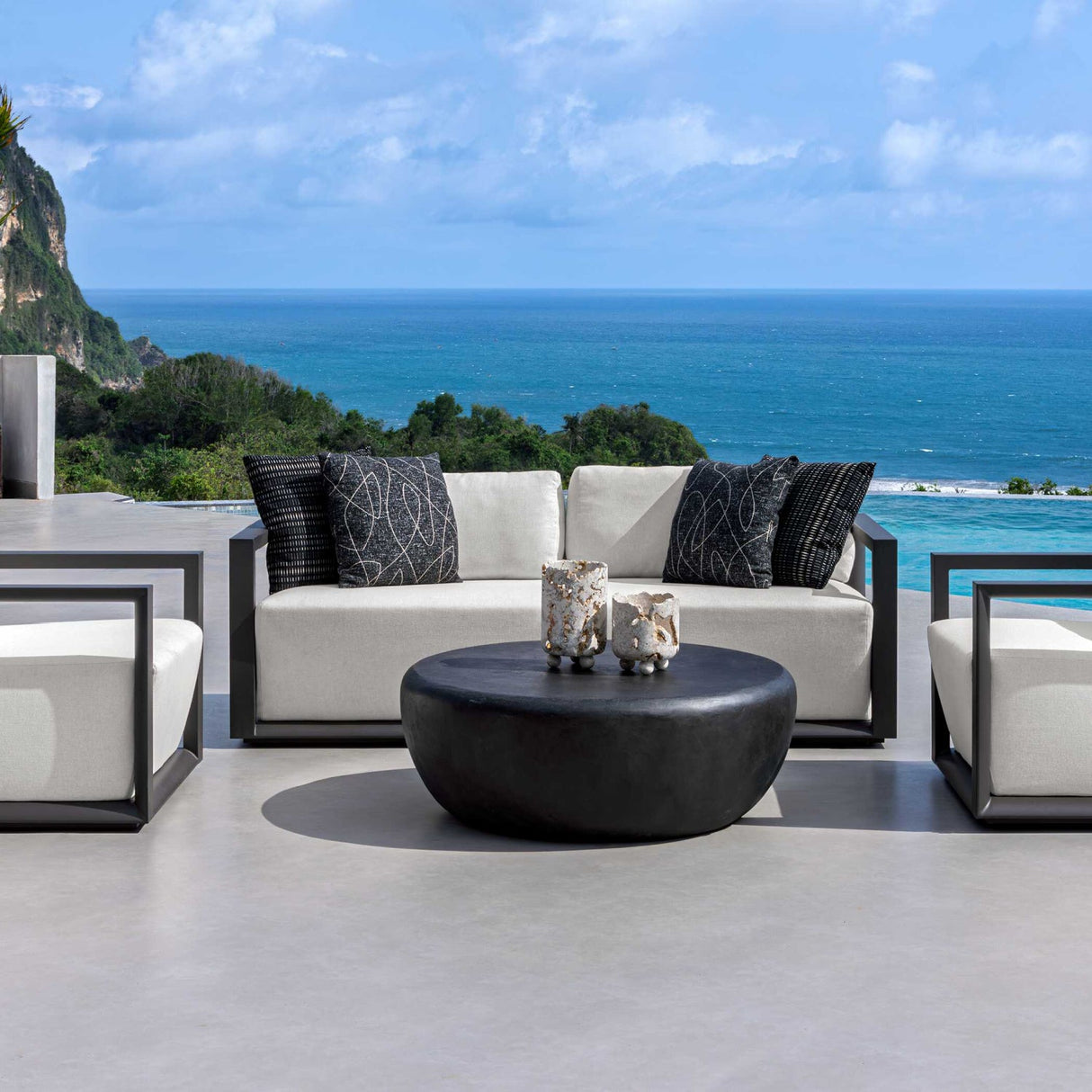 Modern European furniture - Dark-Toned Stripes Outdoor Pillow - www.oroa.com