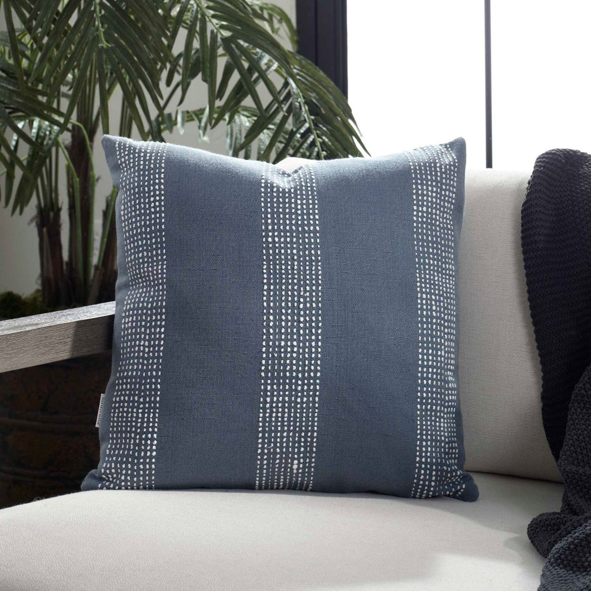 Modern European furniture - Blue Raised Stripes Outdoor Pillow - www.oroa.com
