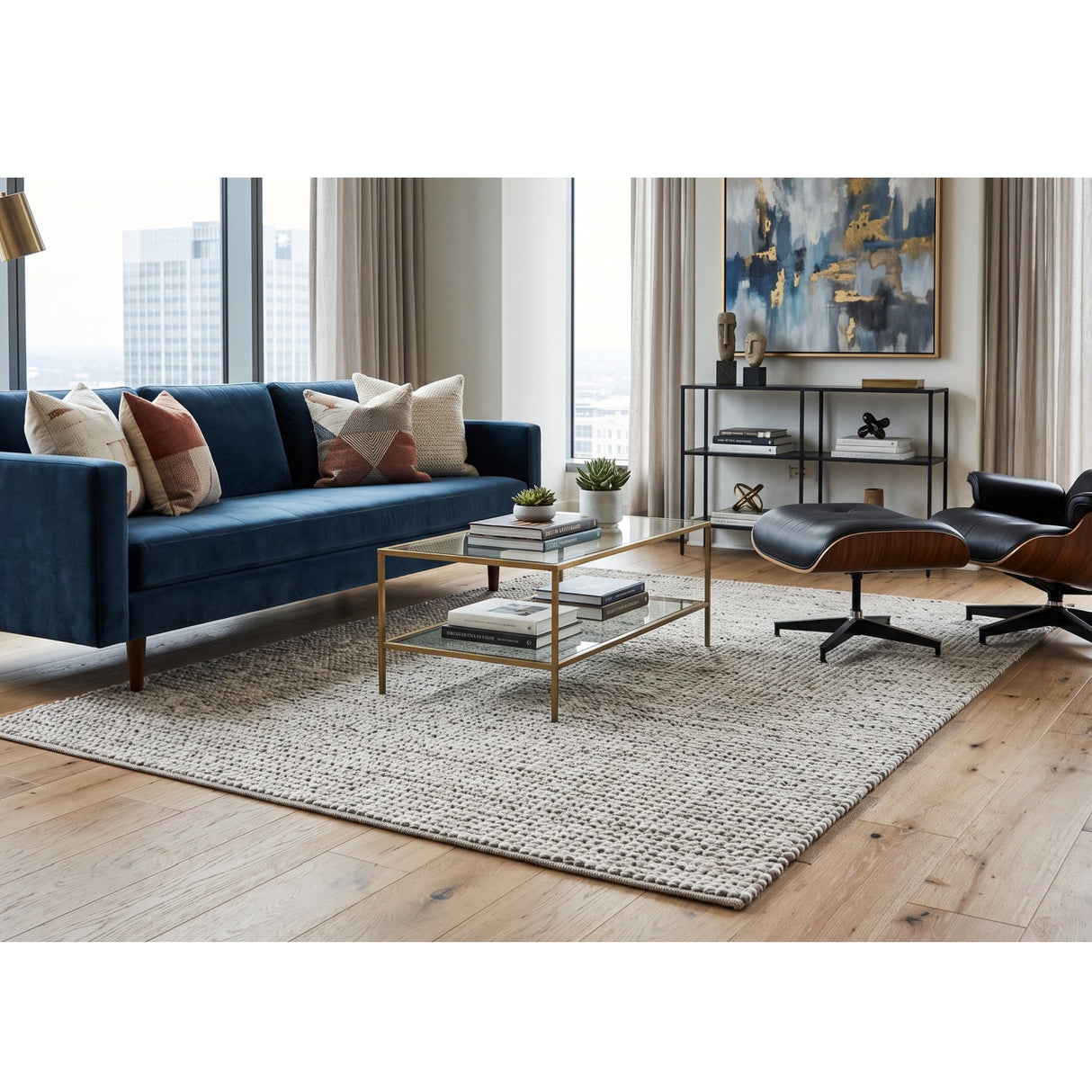 Modern European furniture - Handwoven Hemp & Leather Rug - www.oroa.com