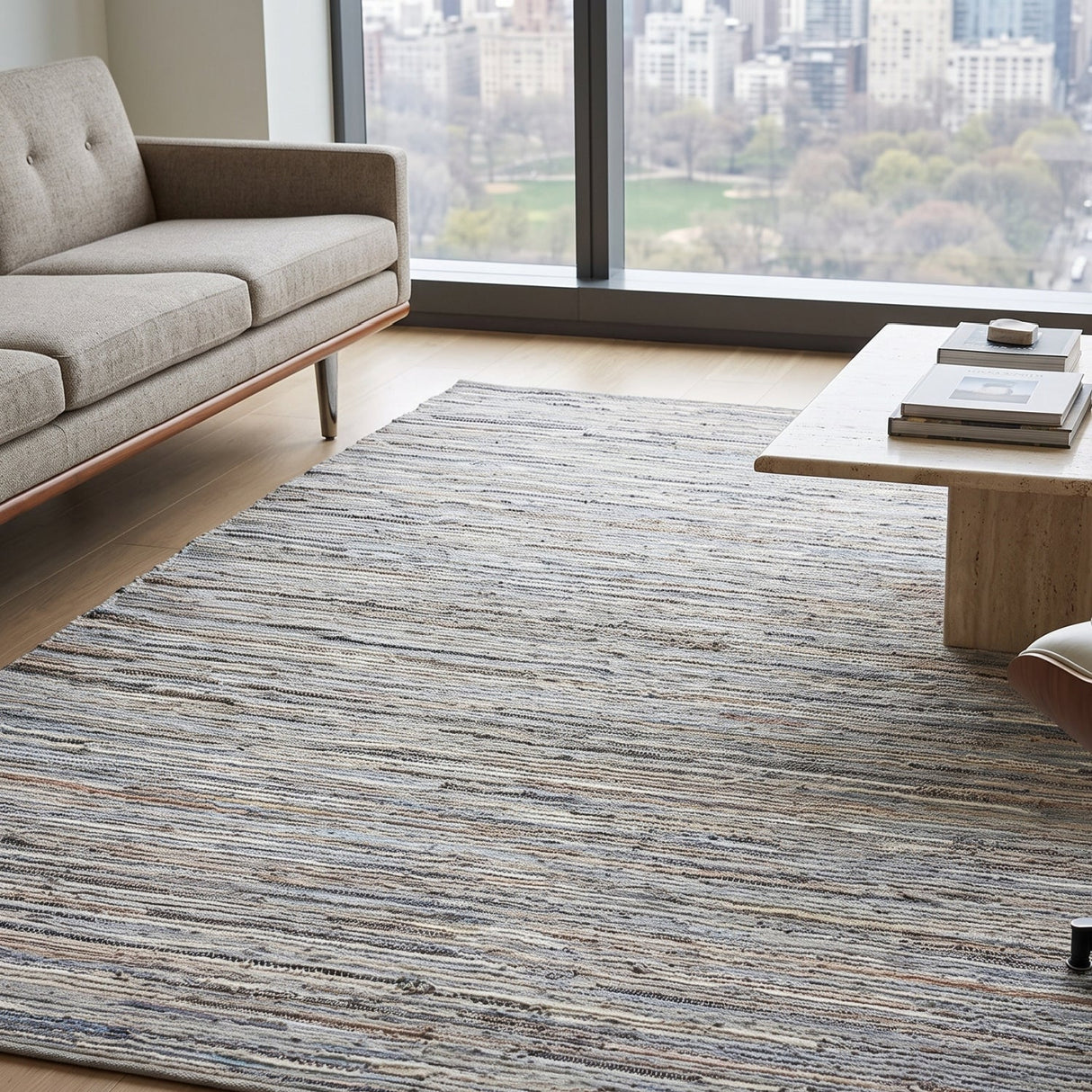 Modern European furniture - Handwoven Hemp & Leather Rug - www.oroa.com