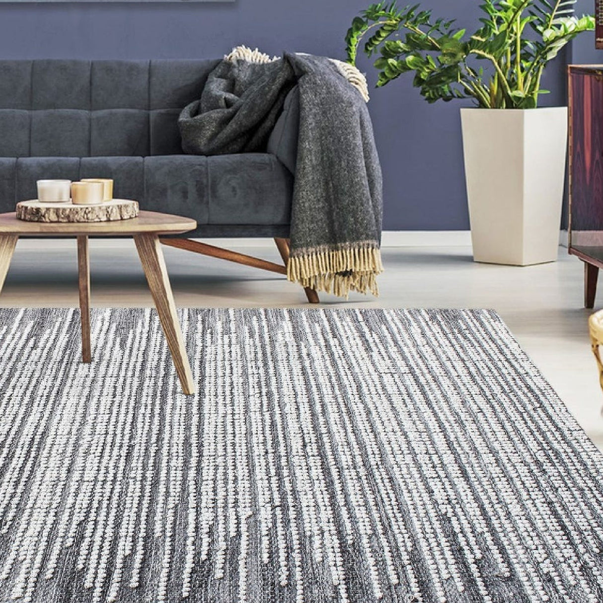 Modern European furniture - Handwoven Gray Wool Rug - www.oroa.com