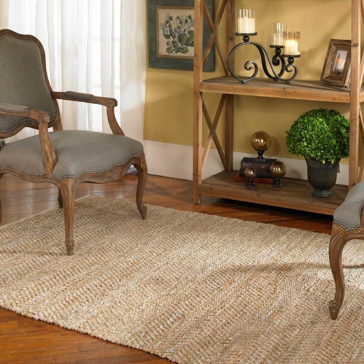 Beige Leather & Hemp Rug | Uttermost Tobais - www.oroa.com