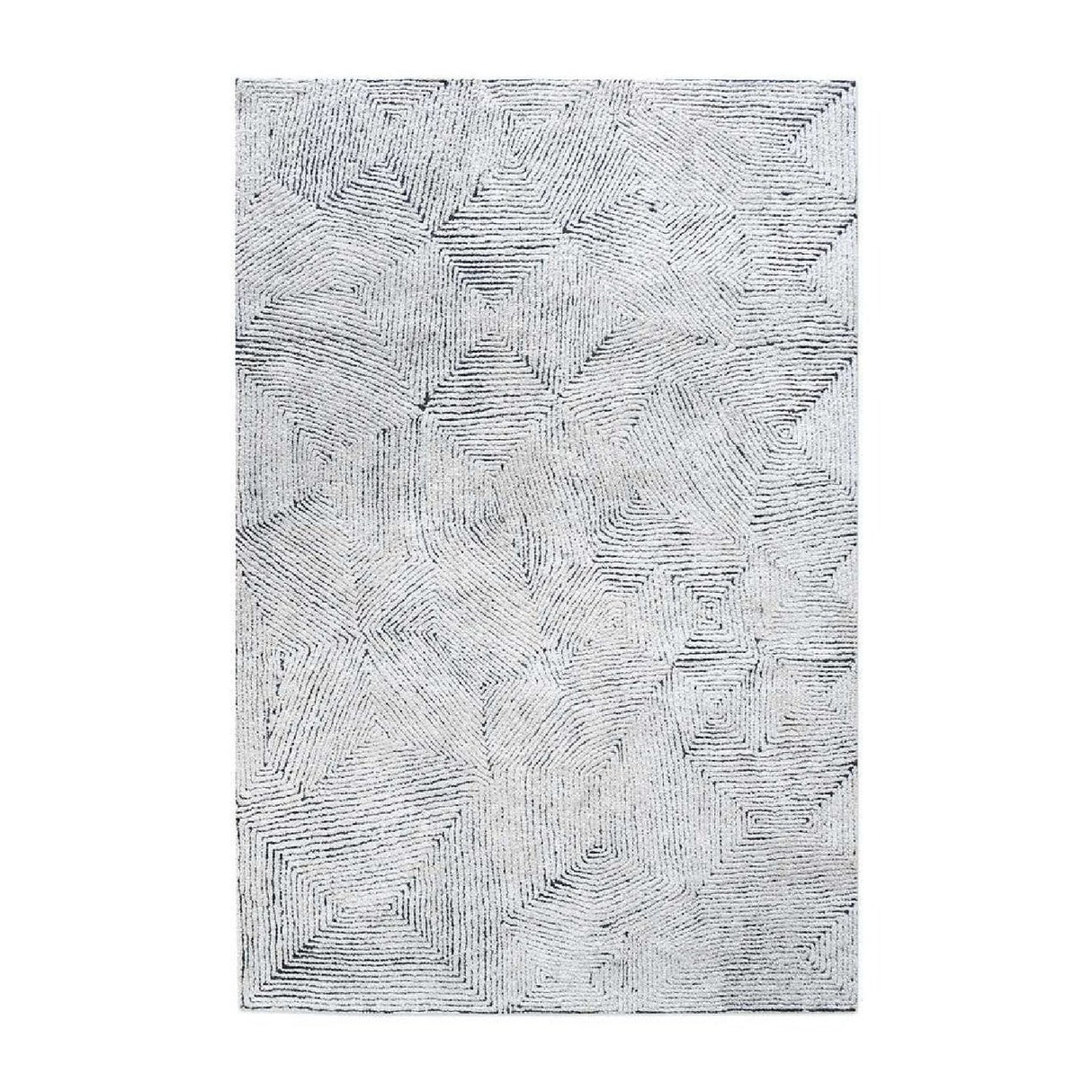 Hand-Tufted Wool & Denim Rug – Maze – rear view
