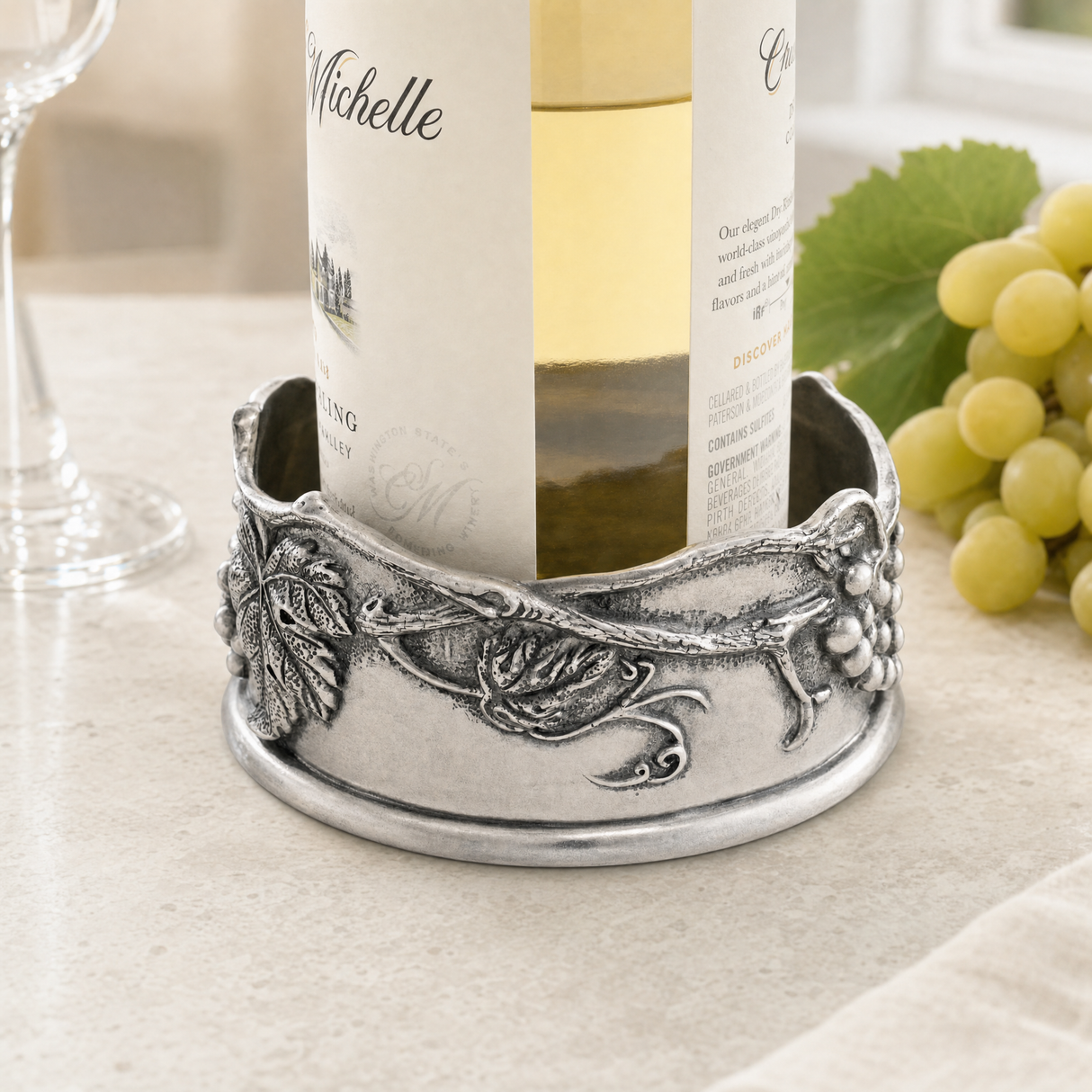 Pewter Grape Wine Coaster - OROA
