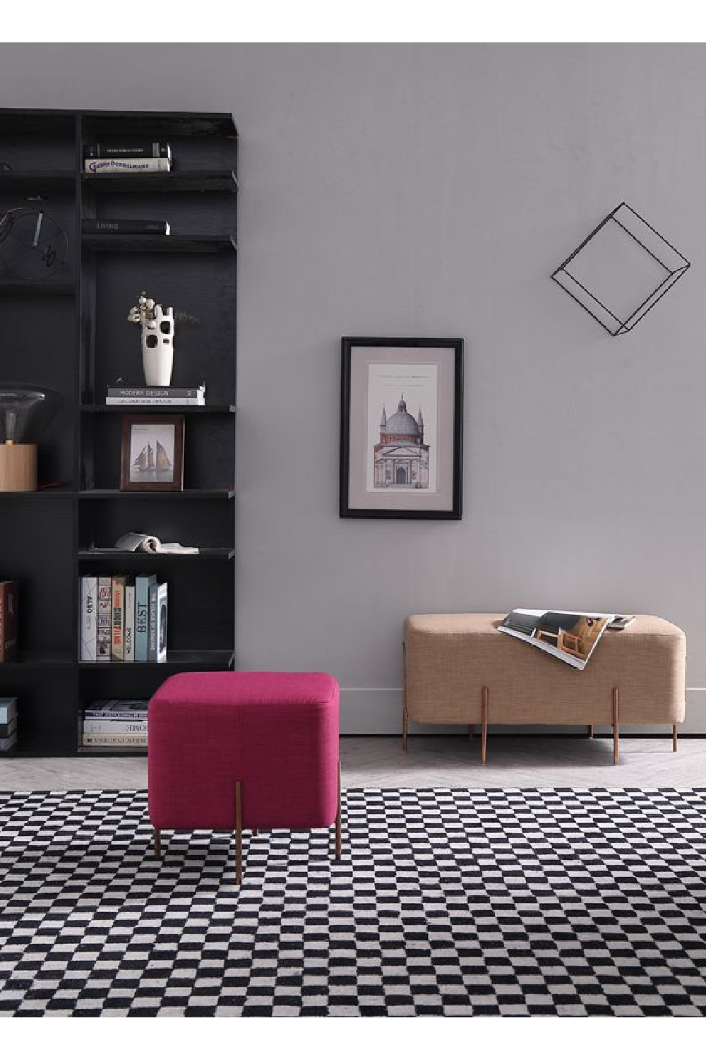 Brown Fabric Pocket Ottoman | OROA Modern Adler | Oroa.com
