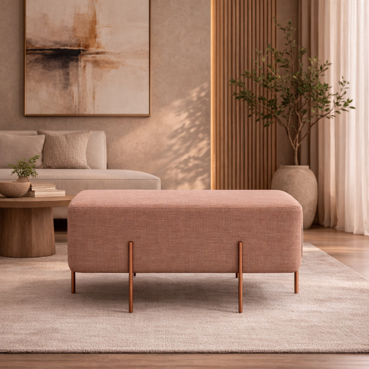 Brown Fabric Pocket Ottoman | Oroa.com