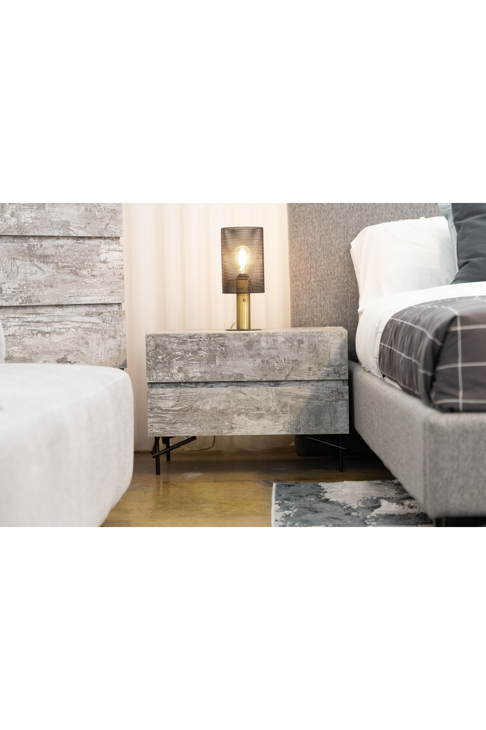 Gray Wooden 2-Door Nightstand | Oroa.com