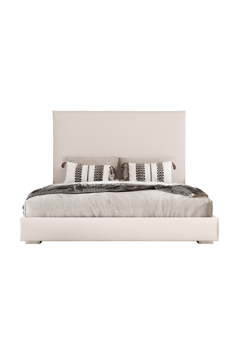Beige High-Headboard Queen Bed | OROA Modern Nova | Oroa.com