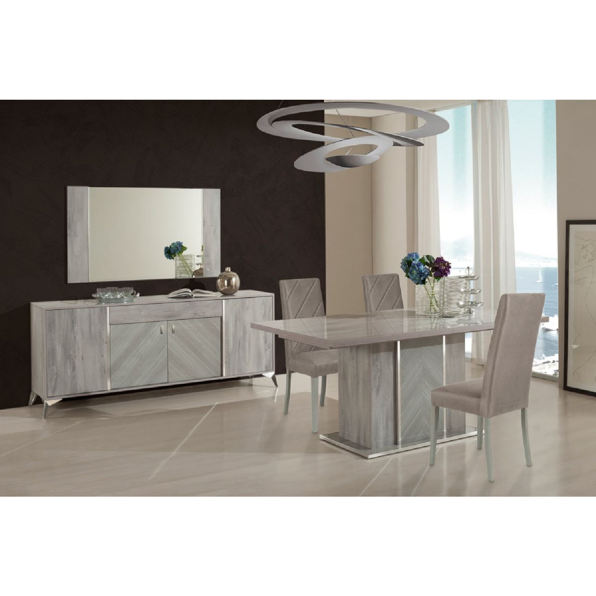 Gray Wooden 4-Door Sideboard | OROA Modern Alexa
