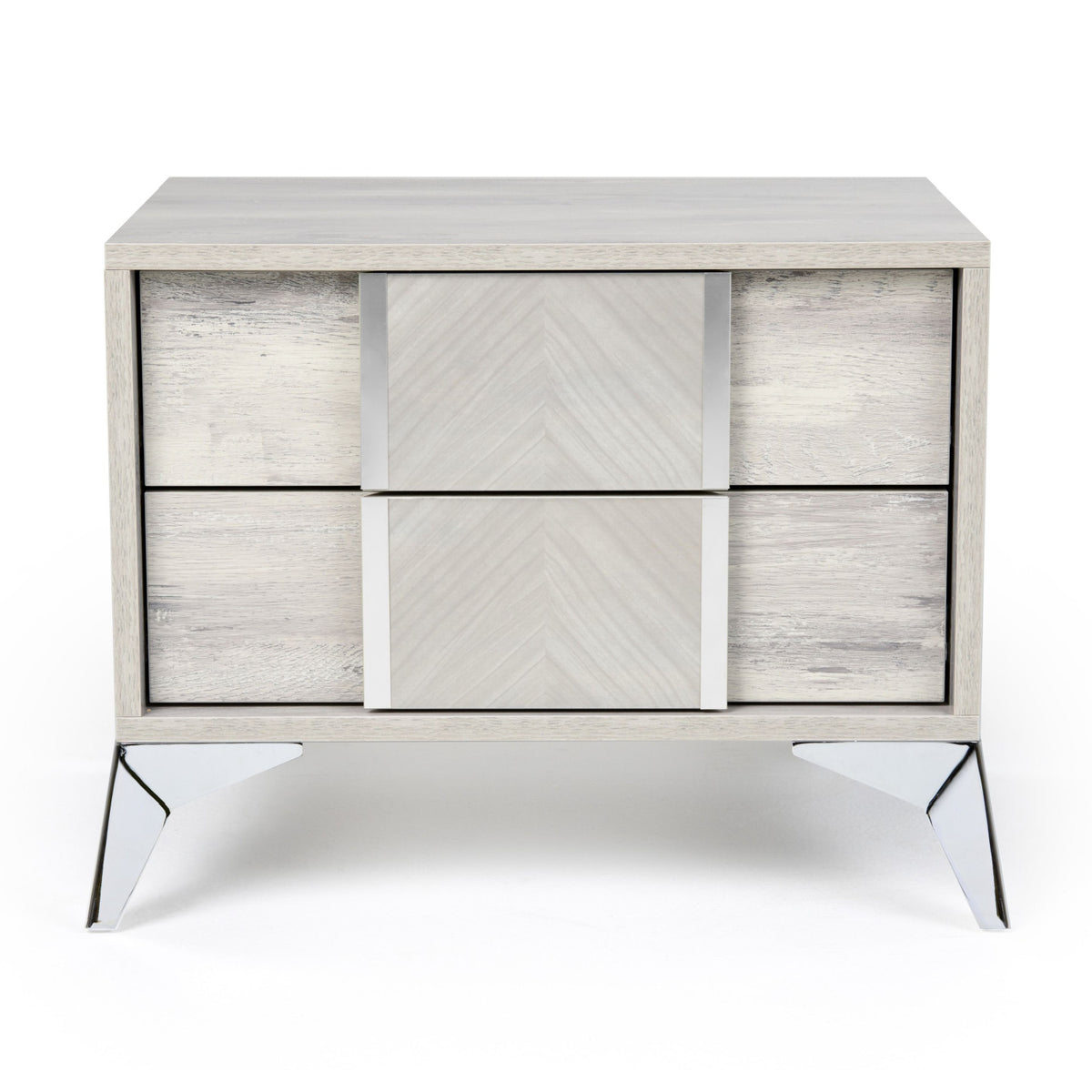 Gray Wooden 2-Drawer Nightstand | OROA Modern Alexa