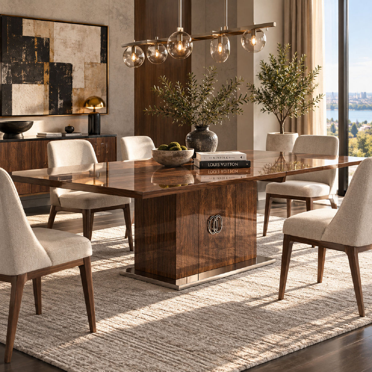 Glossy Wooden Extendable Dining Table | OROA Modern Athen