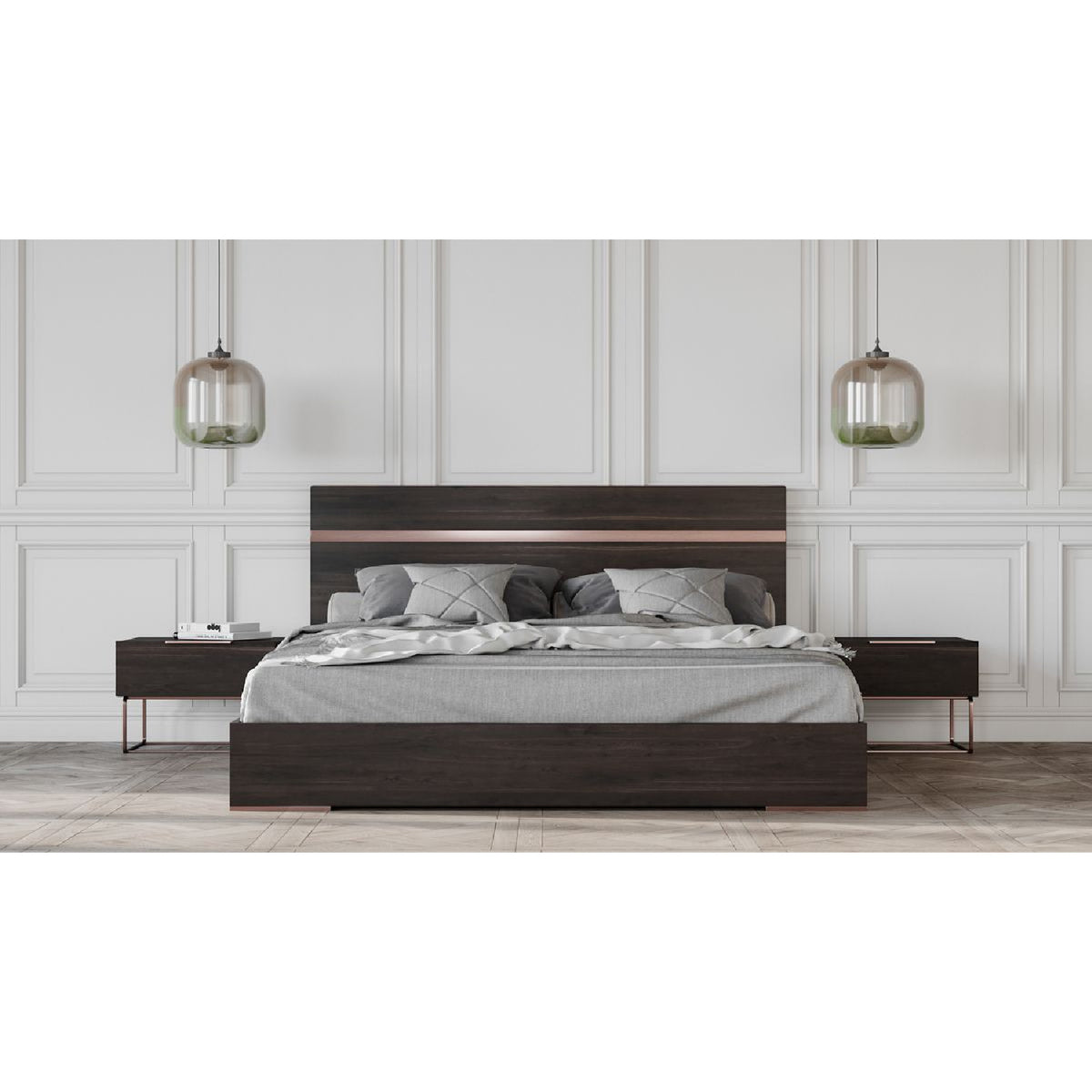 Dark Wooden Bed | OROA Modern Benzon