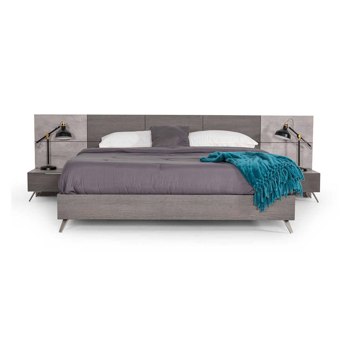 Gray Panel-Headboard Queen Bed | OROA Modern Bronx