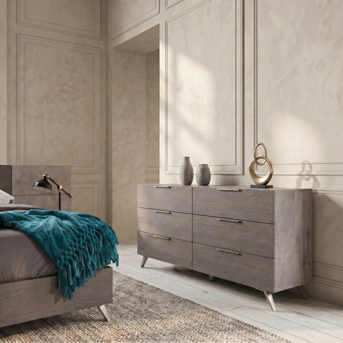 6-Drawer Gray Dresser | OROA Modern Bronx