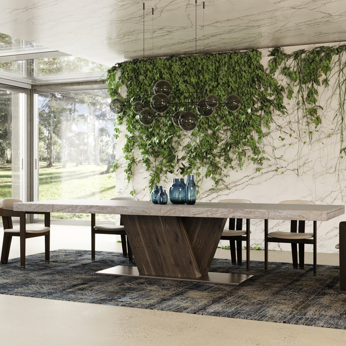 Pecan Elm Extendable Dining Table – Cairo – angled view