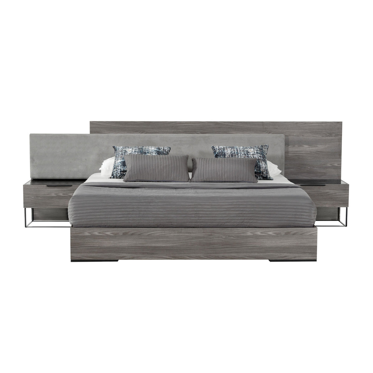 Gray Bed with Nightstands | OROA Modern Enzo