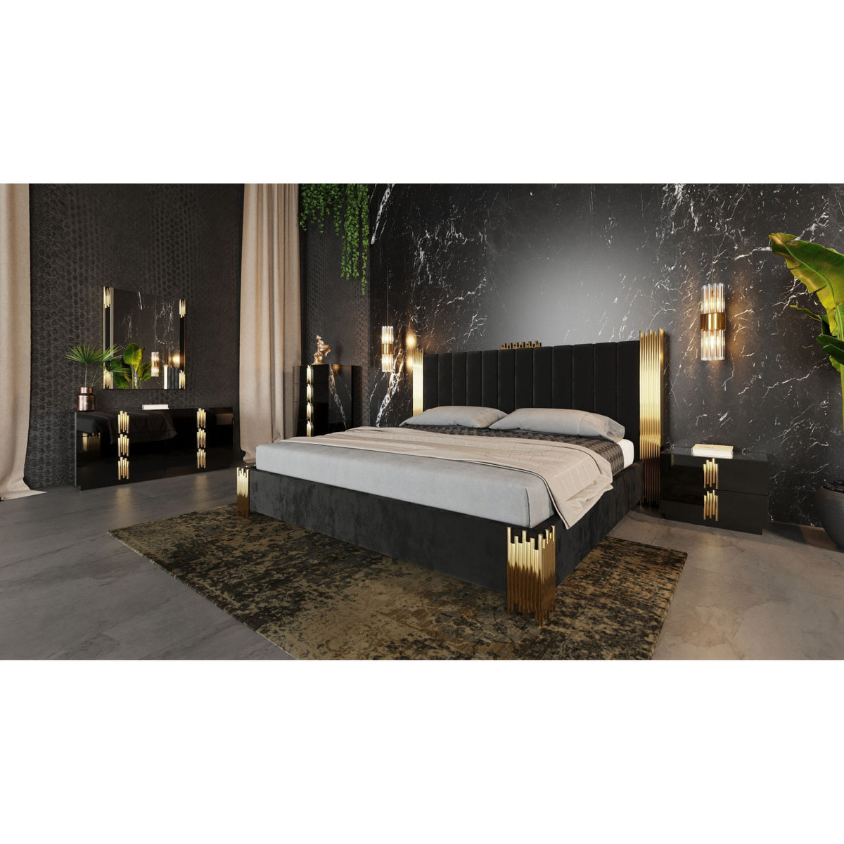 Modern European furniture - Black & Gold Bed - www.oroa.com