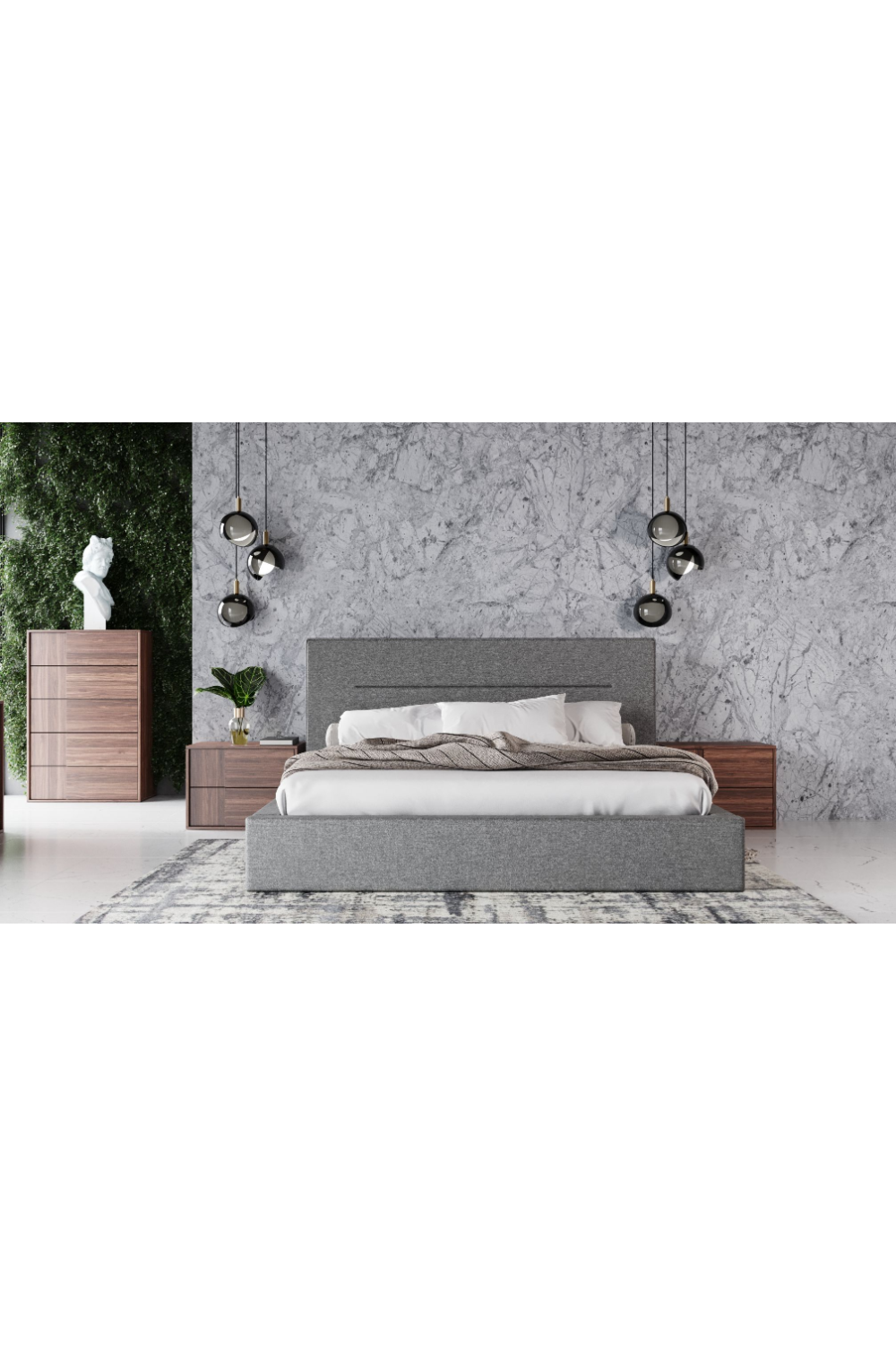 Gray Upholstered Bed | OROA Modern Juliana | Oroa.com