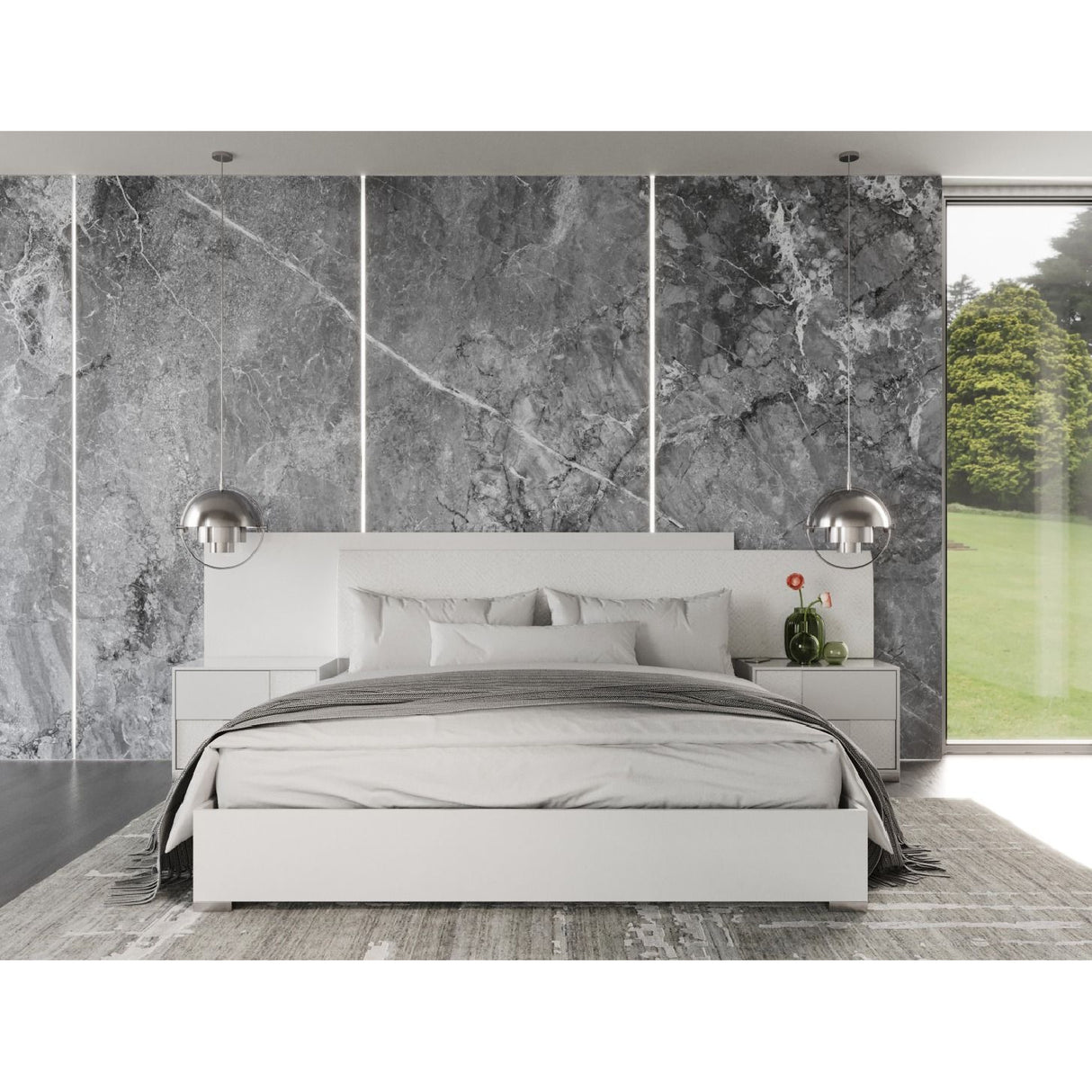 White Crocodile Leather Inspired Bed | OROA Modern Monza