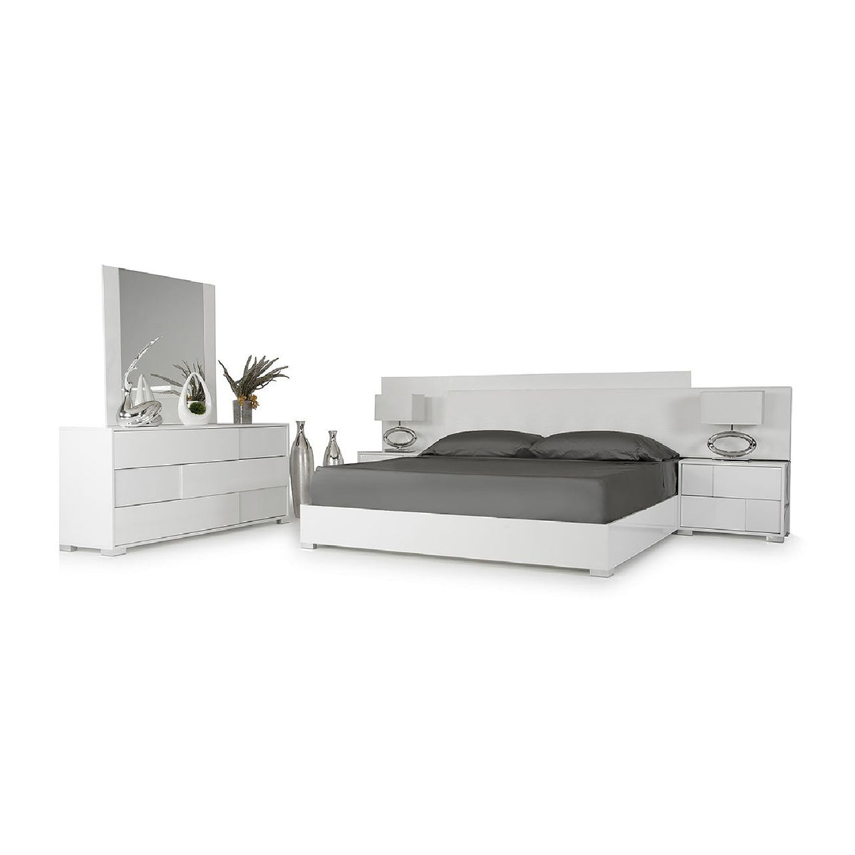 White Crocodile Leather Inspired Bed | OROA Modern Monza