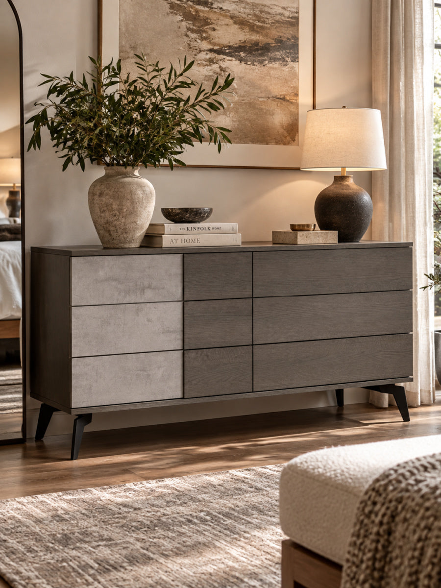 Matte Gray 6-Drawer Dresser | OROA Modern Palermo